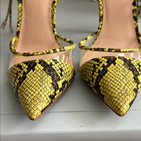 Aldo Yellow and Black Snake Print Heels - Picture 3 of 9